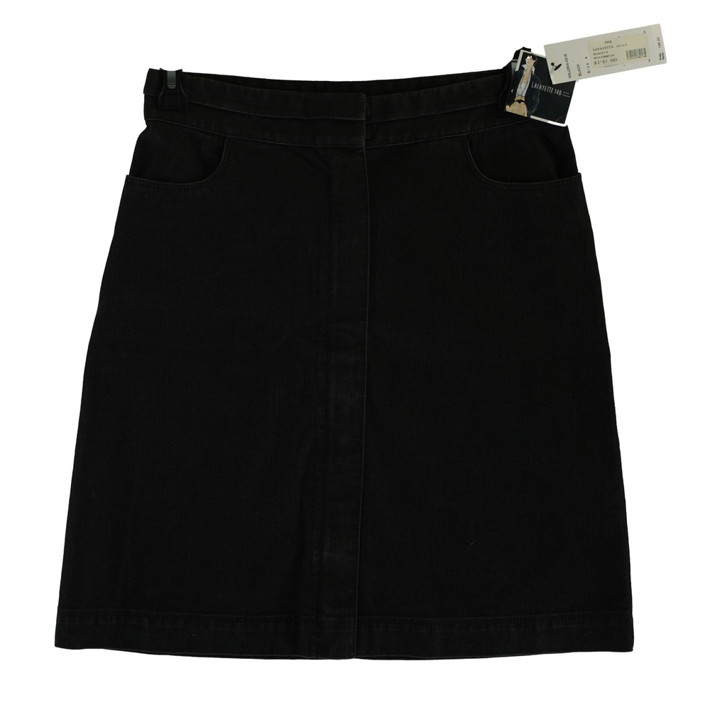New Lafayette 148 New York Skirt Women's Size 4 Black Denim A Line Mini